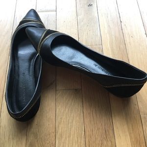 Black leather & suede flats