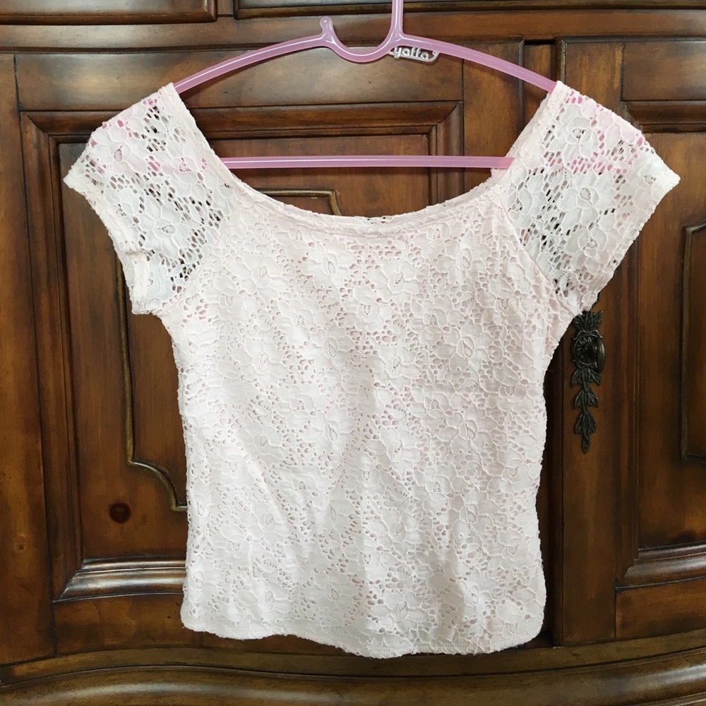Abercrombie pink lace crop top