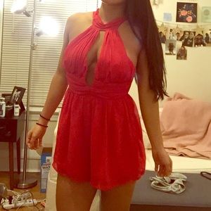 Akira High Neck Romper with Keyhole Cutout