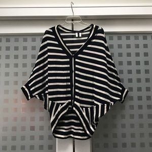BCBG Navy Blue Striped Dolman Cardigan Tunic