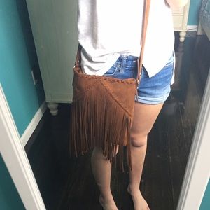 Brown fringe crossbody.