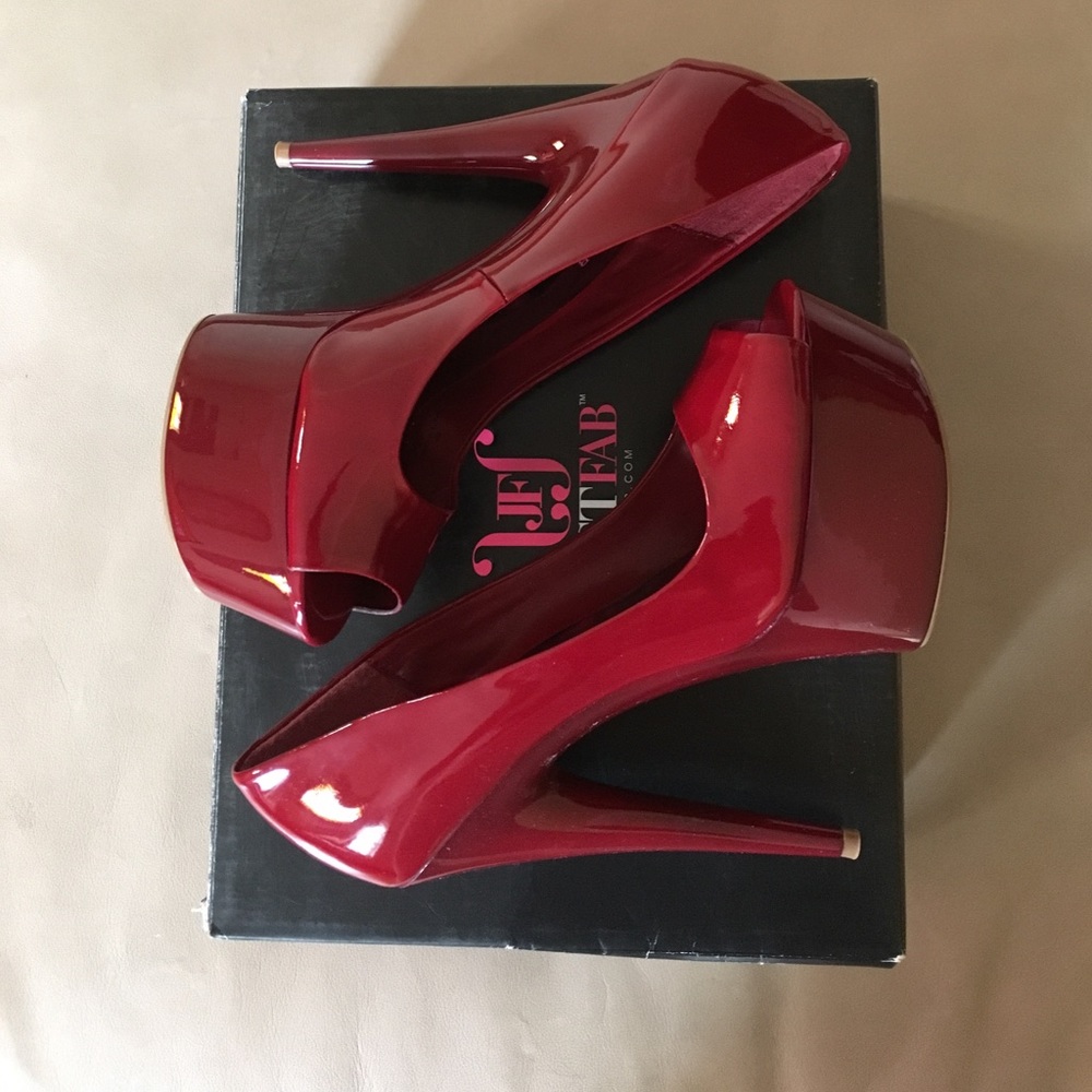 Brand new red peep toe platform heel size 8