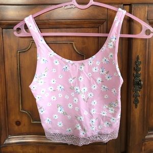 Abercrombie floral pink crop top