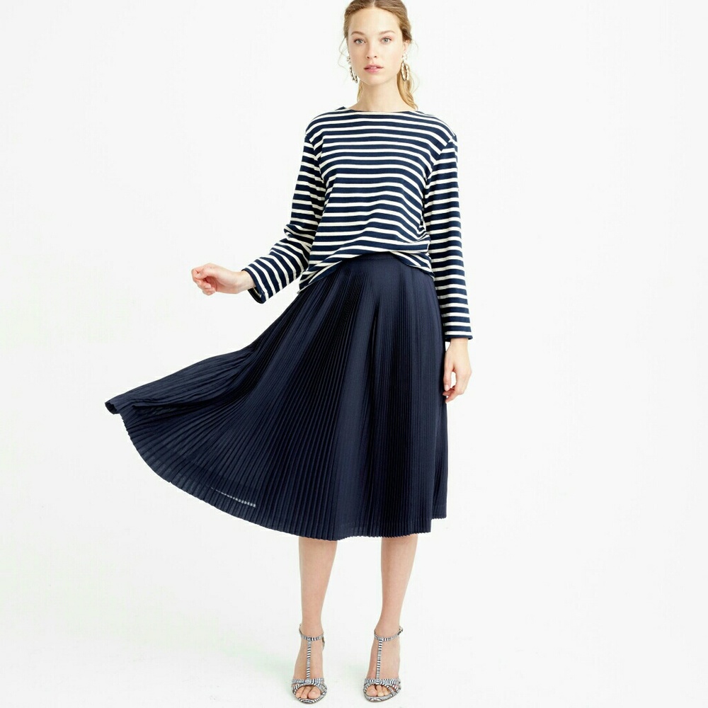 J Crew Micropleated Navy Skirt