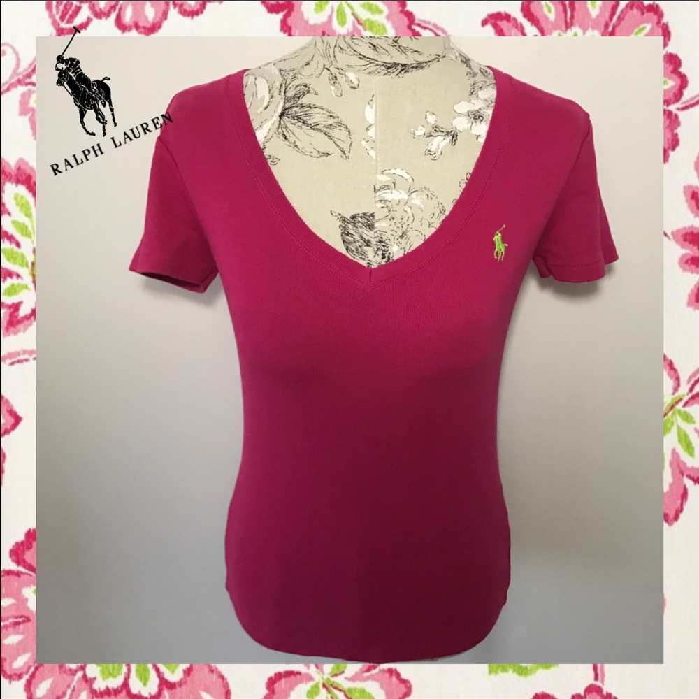 ~Ralph Lauren Sport Sexy V-neck Fitted Preppy Tee~