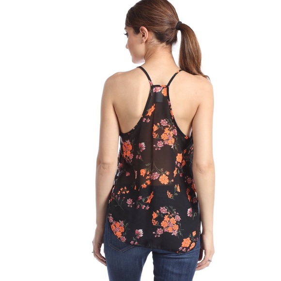✨ Sheer Floral High Low Side Slit Cami Blouse - Picture 2 of 2