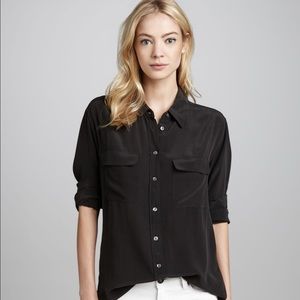 Equipment black silk blouse