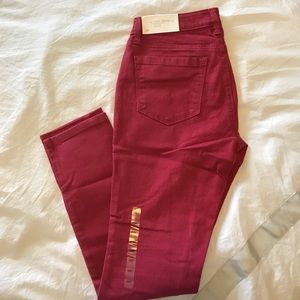 Red curvy skinny jeans