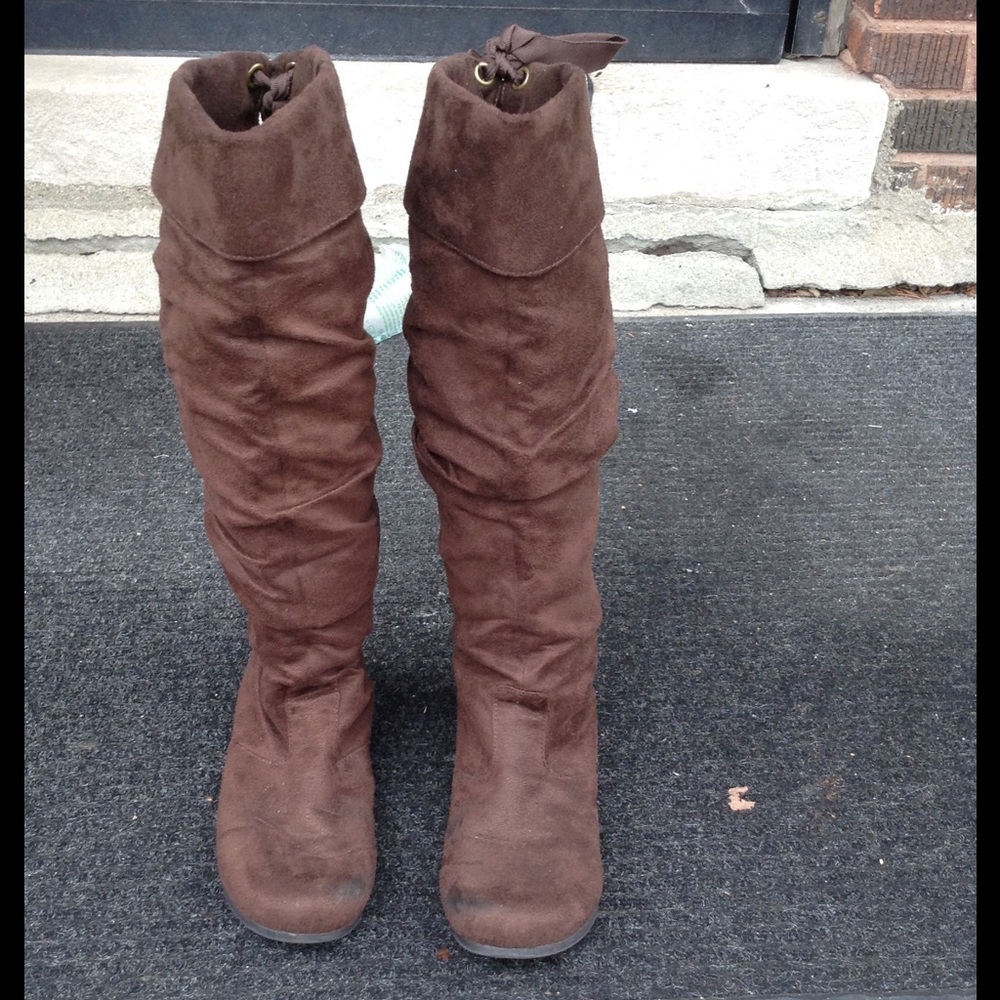 Brown Suede Tall Boots