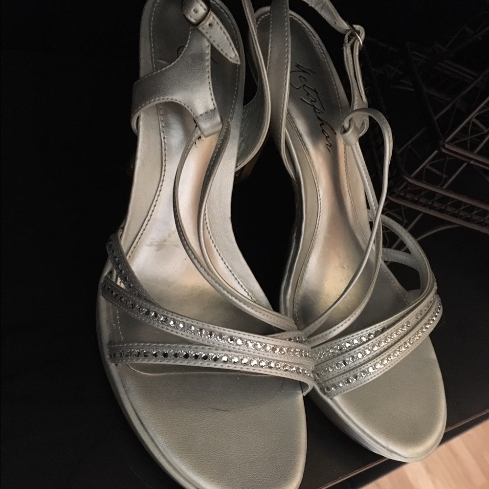 Silver prom shoes