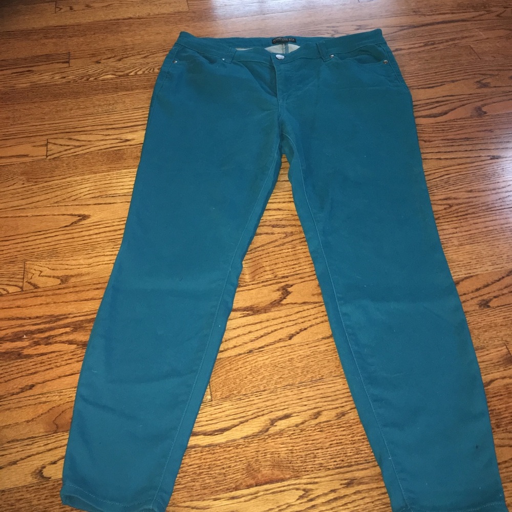 Teal skinny jeans