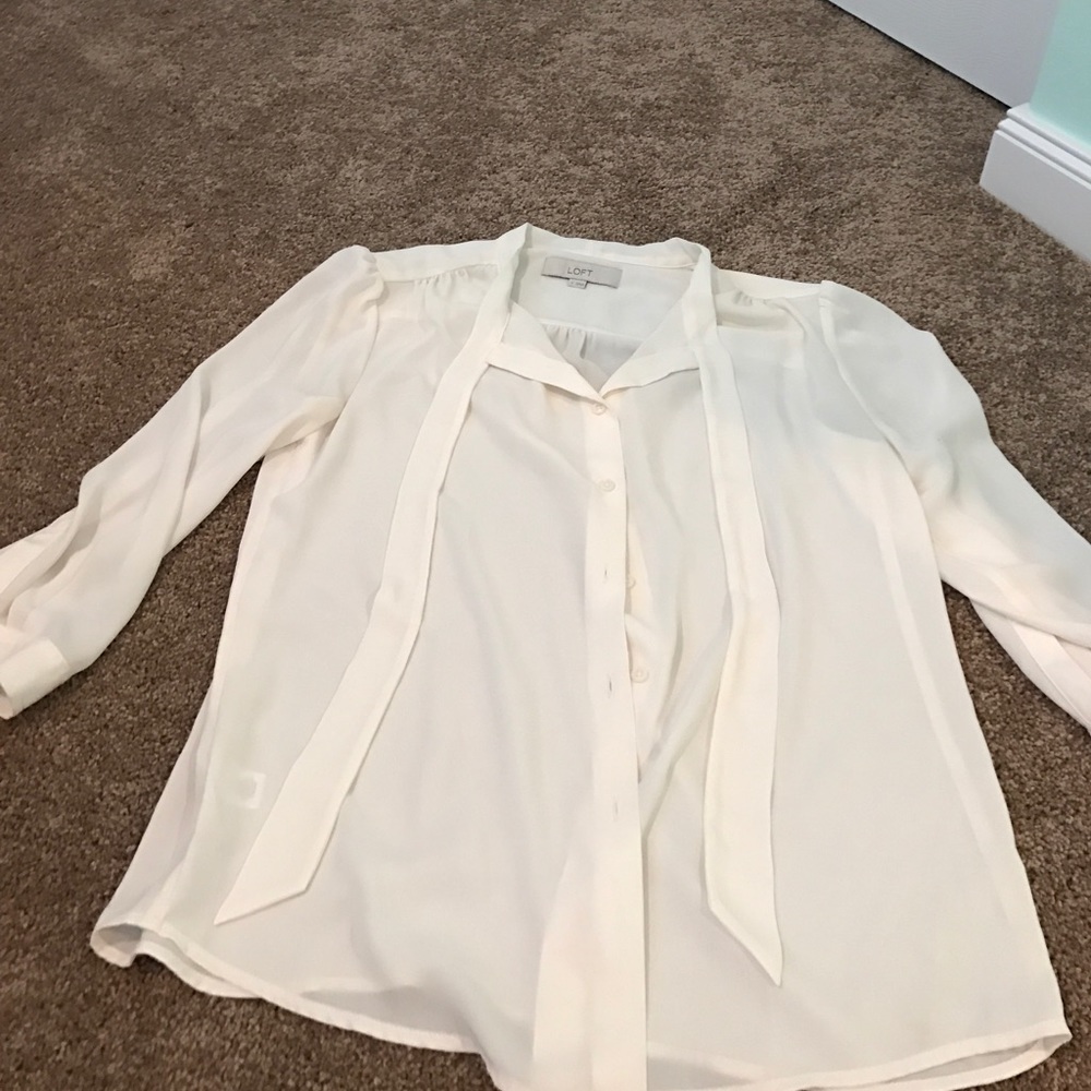 Loft White Sheer Top