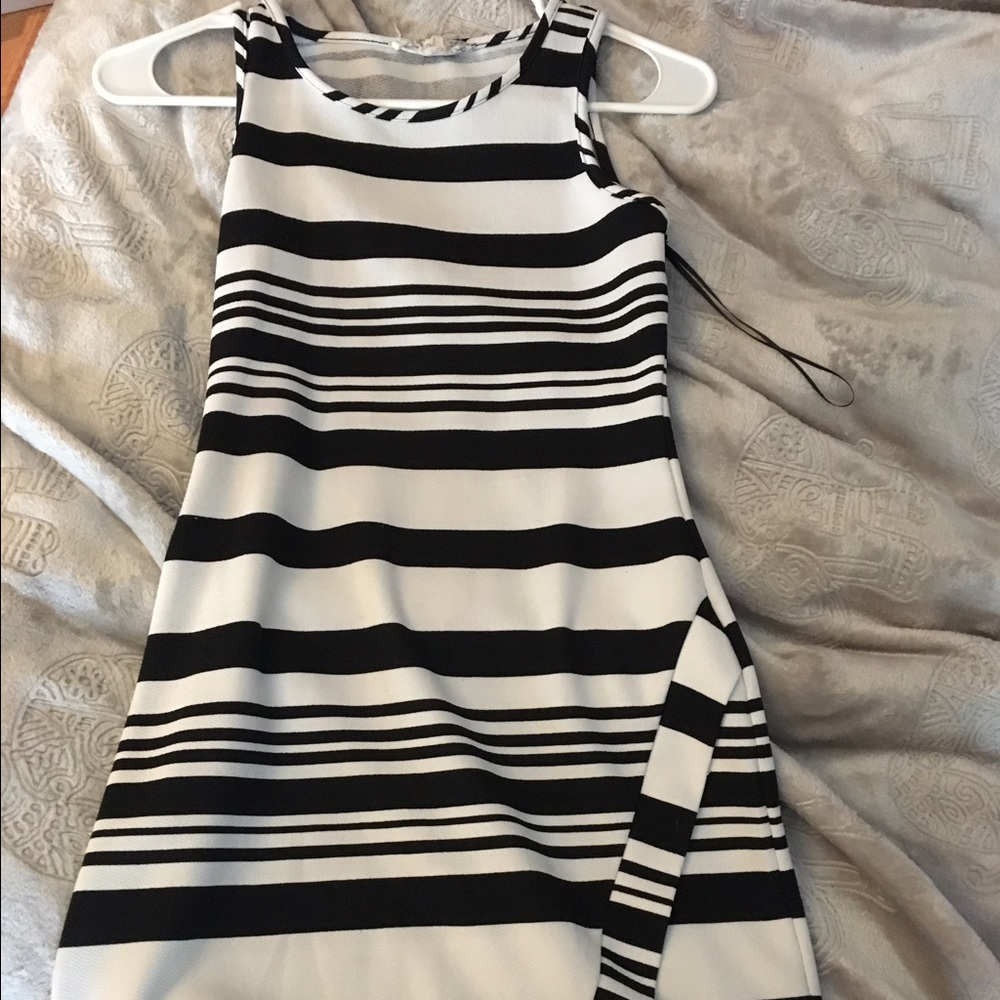 Black and white striped dress