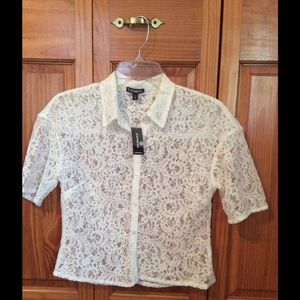 NWT Express button down cropped shirt
