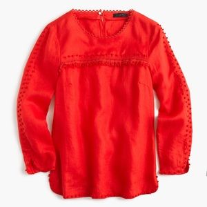 Red J.Crew Linen Blouse