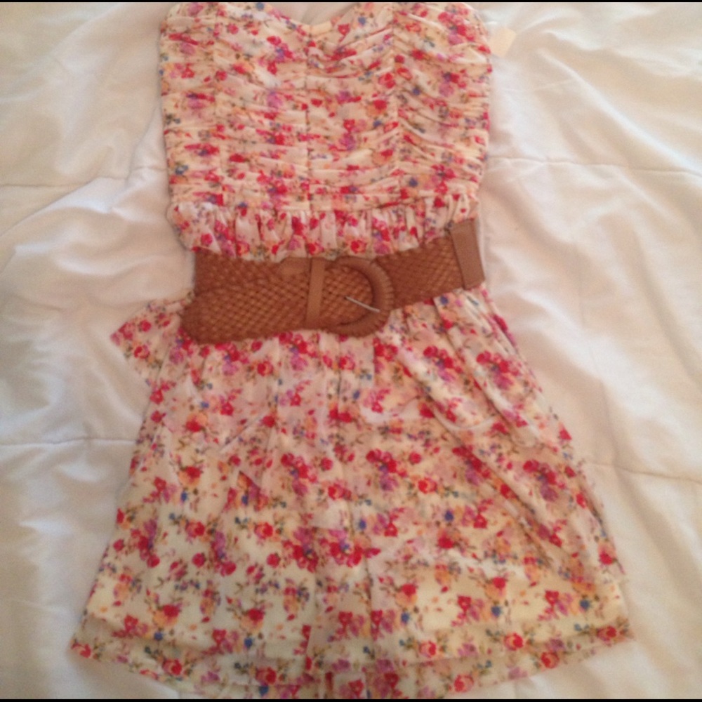 Strapless floral dress