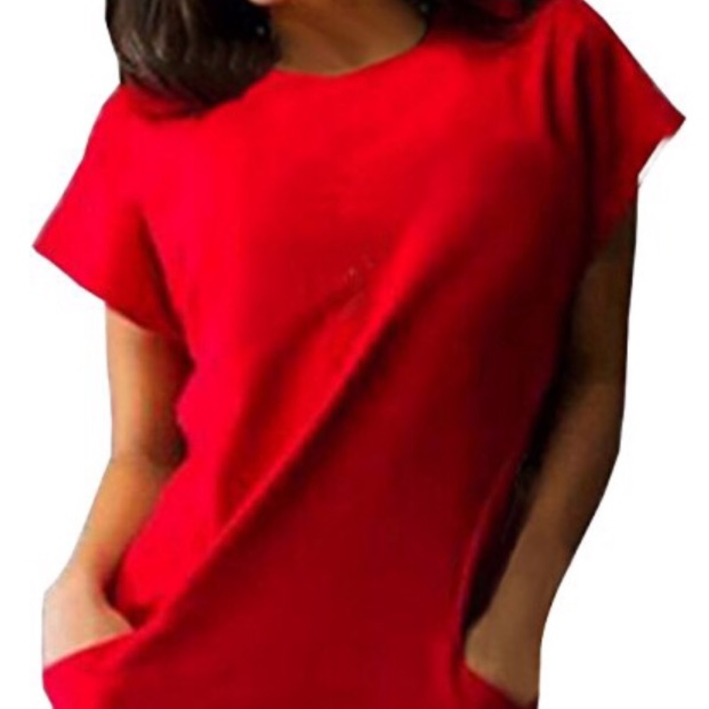 Red sheath dress with POCKETS