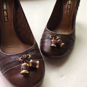 👠ANTONIO MELANI Elegant Classy Leather  w/Tassel