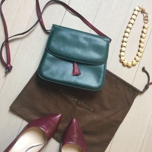 Vintage Bottega Burgundy / Forest Leather Mini Bag