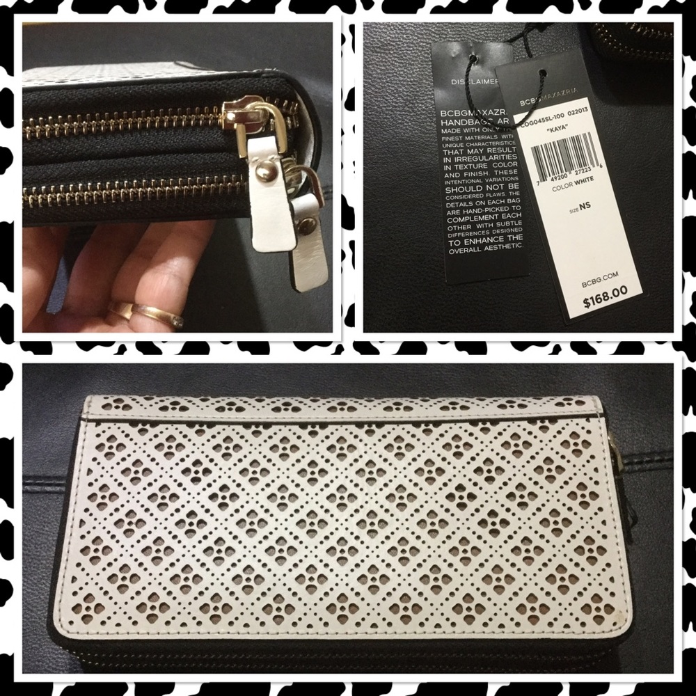 💲✂️ BCBG Off White leather long wallet clutch - Picture 2 of 3
