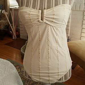 Cream Victoria's Secret Eyelet Strapless sz L