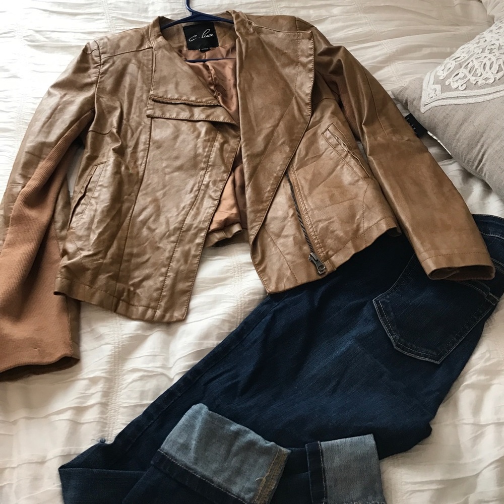 Tan faux leather jacket