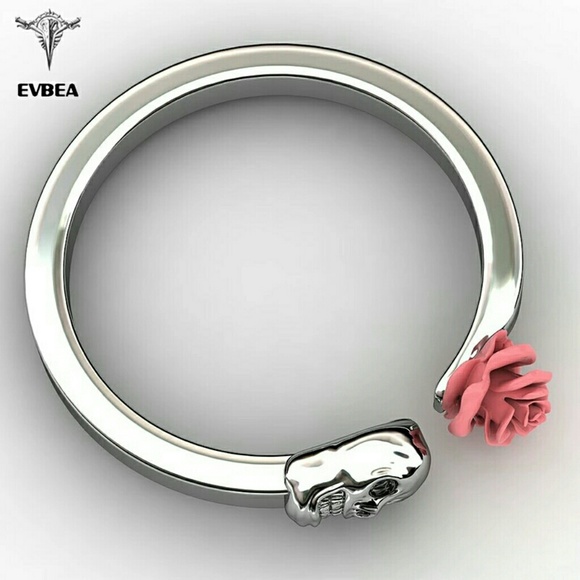 EVBEA  EVIL BEAUTY  SKULL ROSE RING - Picture 2 of 5