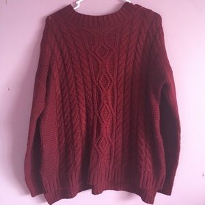 Oversized burgundy knit sweater, size medium