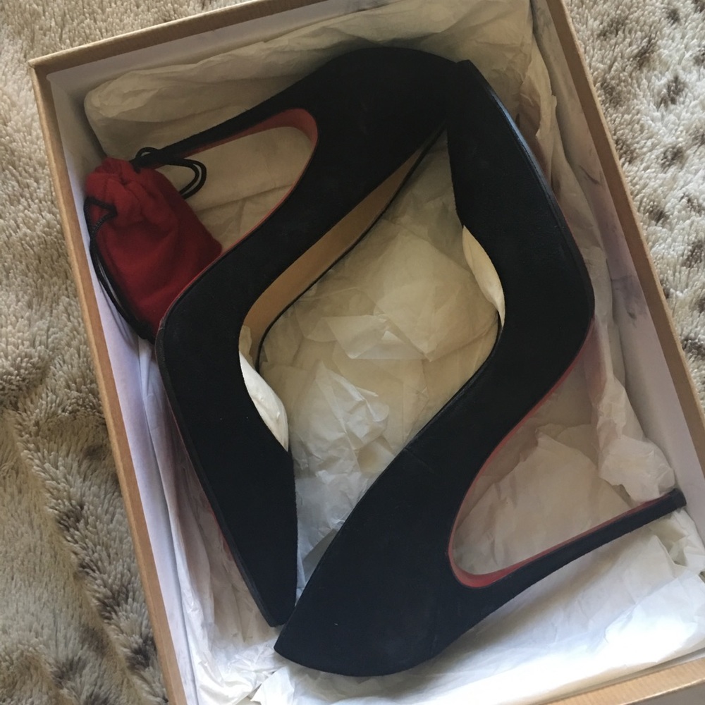 100% Authentic Christian Louboutin Black Suede