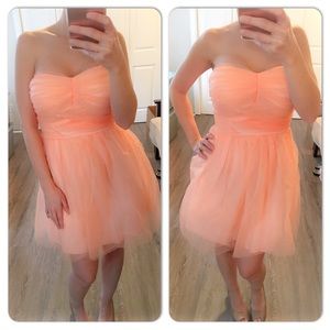 Peach tulle fluffy sleeveless dress