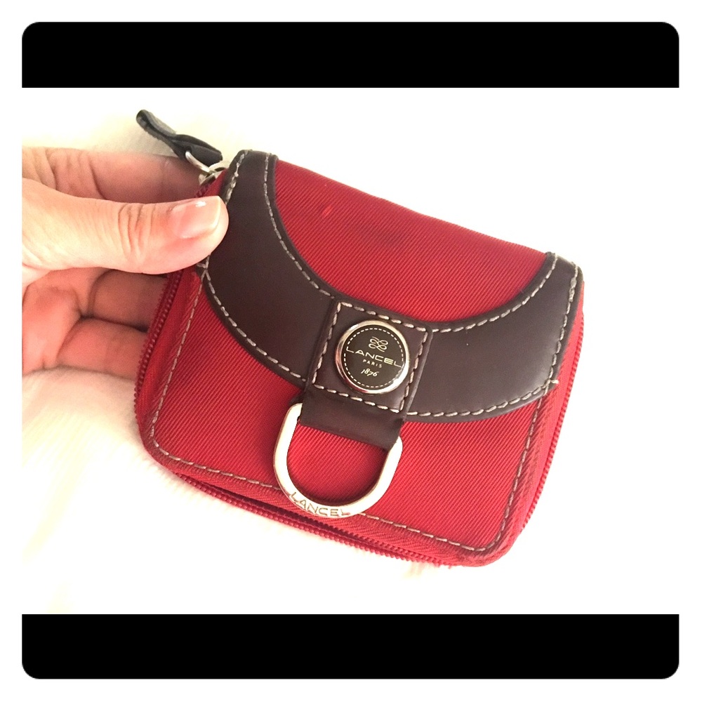 Lancel red and brown wallet