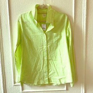 J Crew Perfect Shirt in Lime Green Gingham