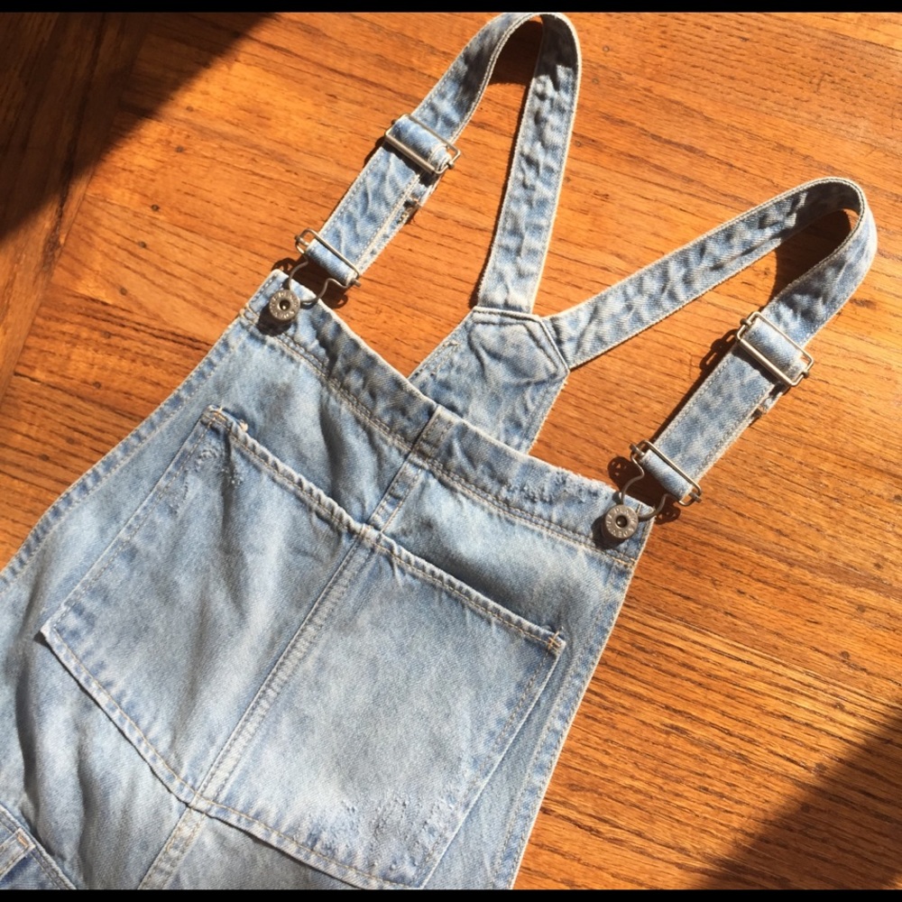 Denim Distressed Overalls