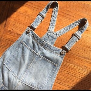 Denim Distressed Overalls