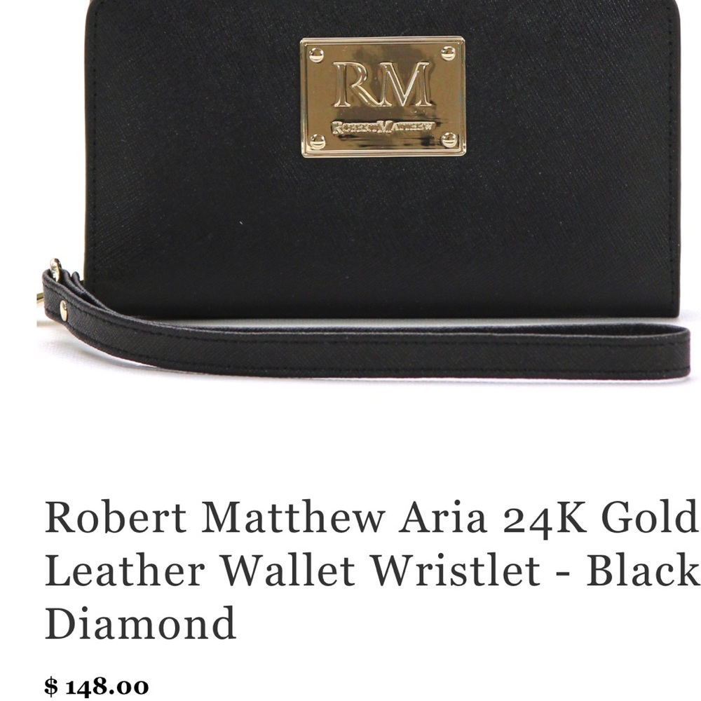 Robert Matthew 24 K gold black leather wallet