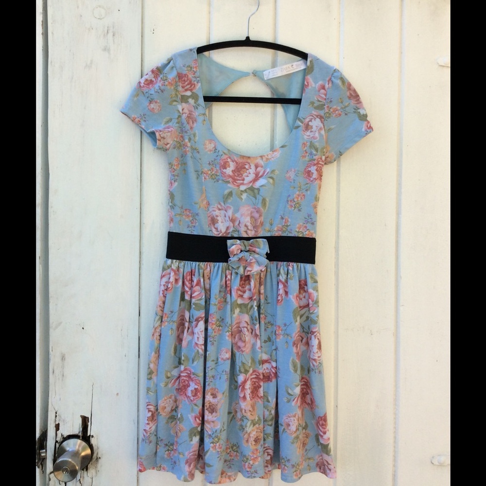 Zara Basics Floral Dress with Bow