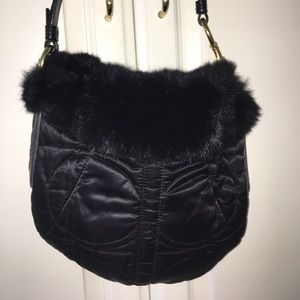Black (w/ rabbit fur) Coach purse