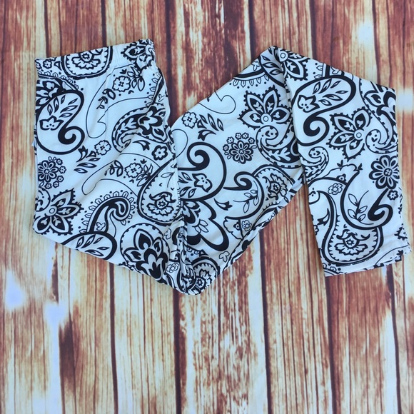 Pants - White and black paisley print