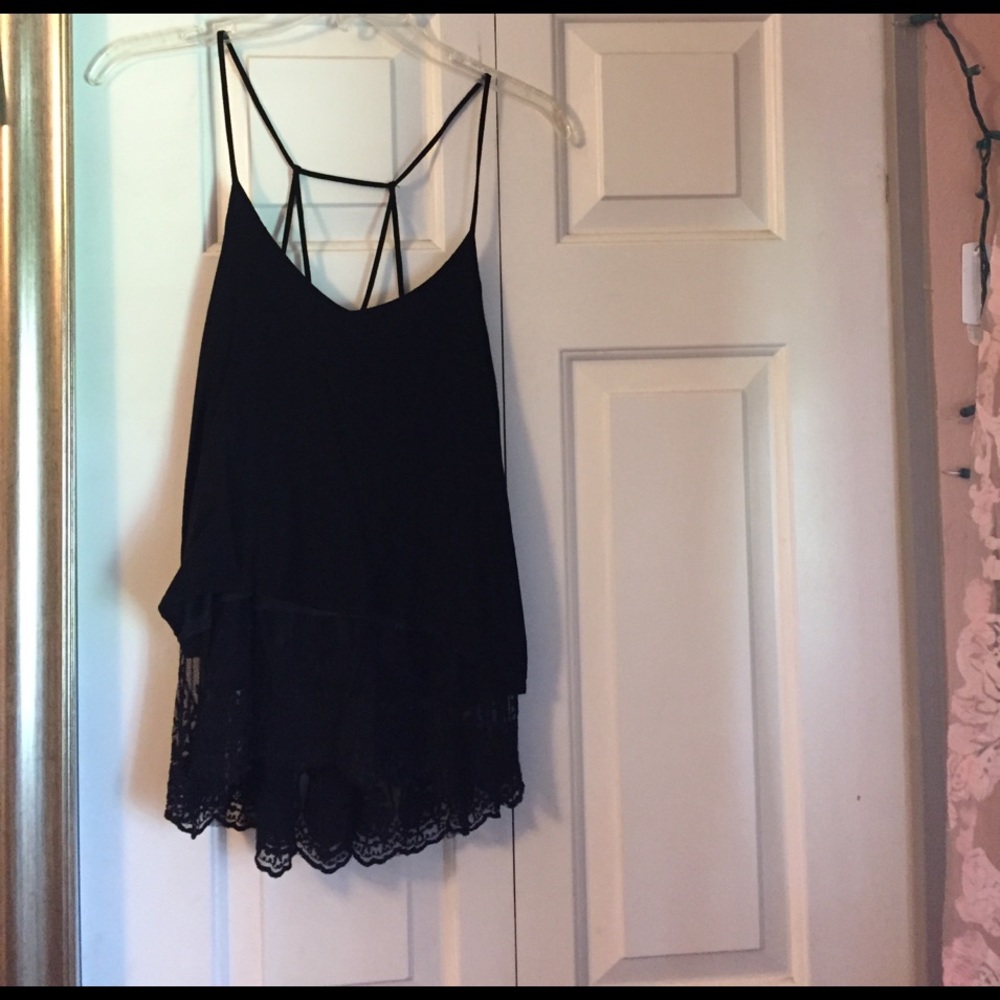 black with lace tank top