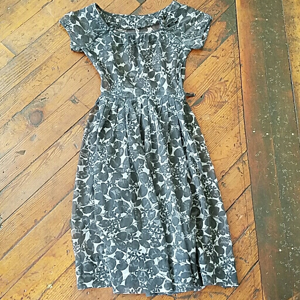 Vintage Sheer Floral Midi Dress