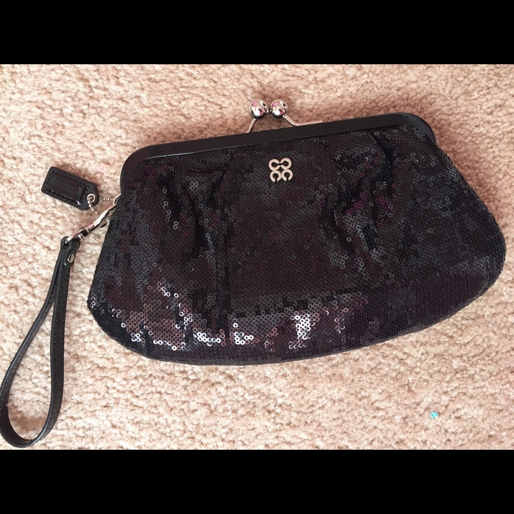 Coach Black Sequined Clutch