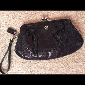 Coach Black Sequined Clutch