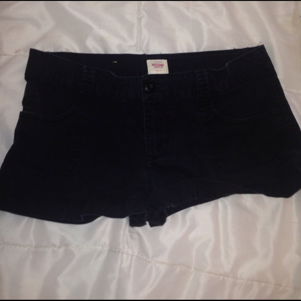 Black denim shorts
