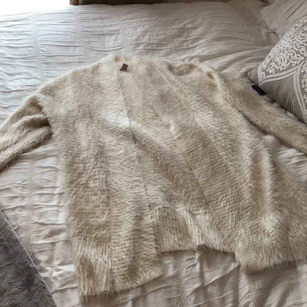 Cream fuzzy cardigan