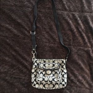 AUTHENTIC COACH Signature Black Grey Crossbody Bag