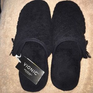 Black quilted orthaheel slippers