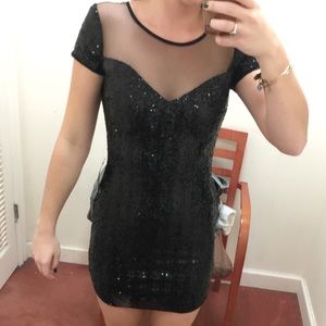 Black sequin short dress