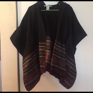 Black American rag cape sweater with hood