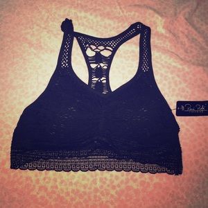 NWT René Rofé black bralette lace knit bra