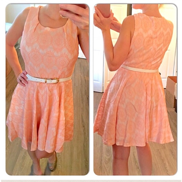 Peach Lace Dress - Picture 2 of 3